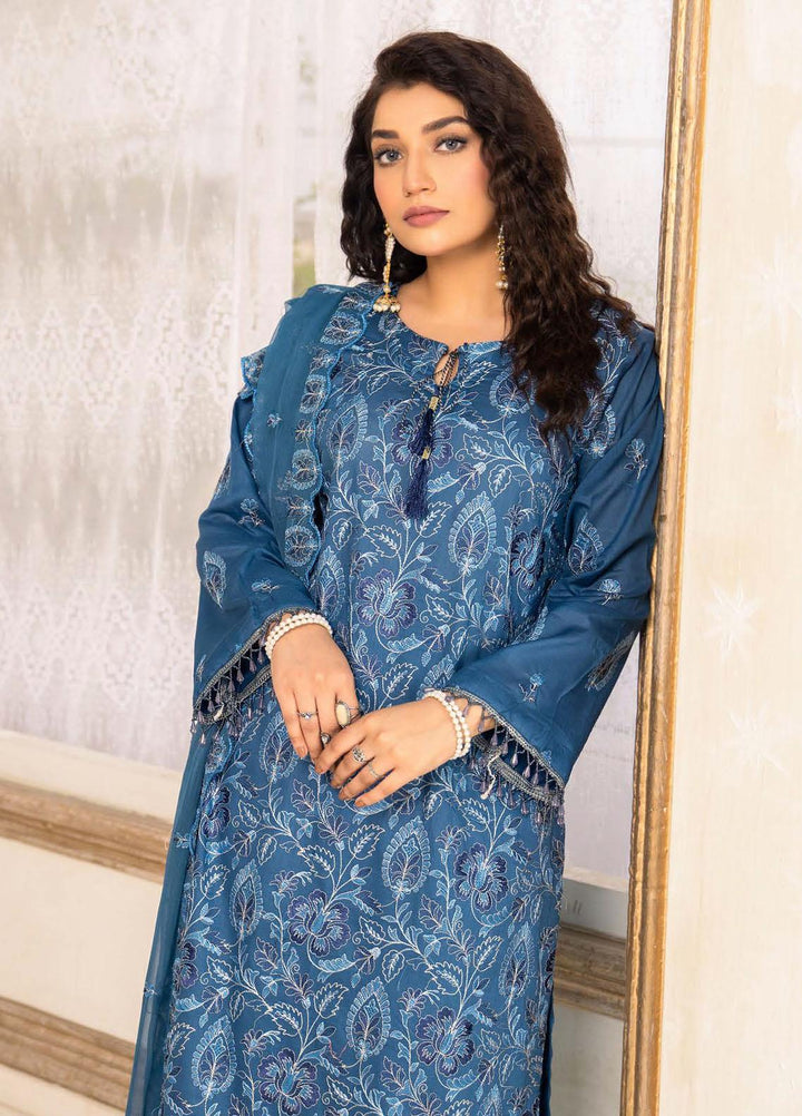 Feroza Embroidered Lawn Suits Unstitched 3 Piece FZ23LL-2 D-09 - Luxury Collection