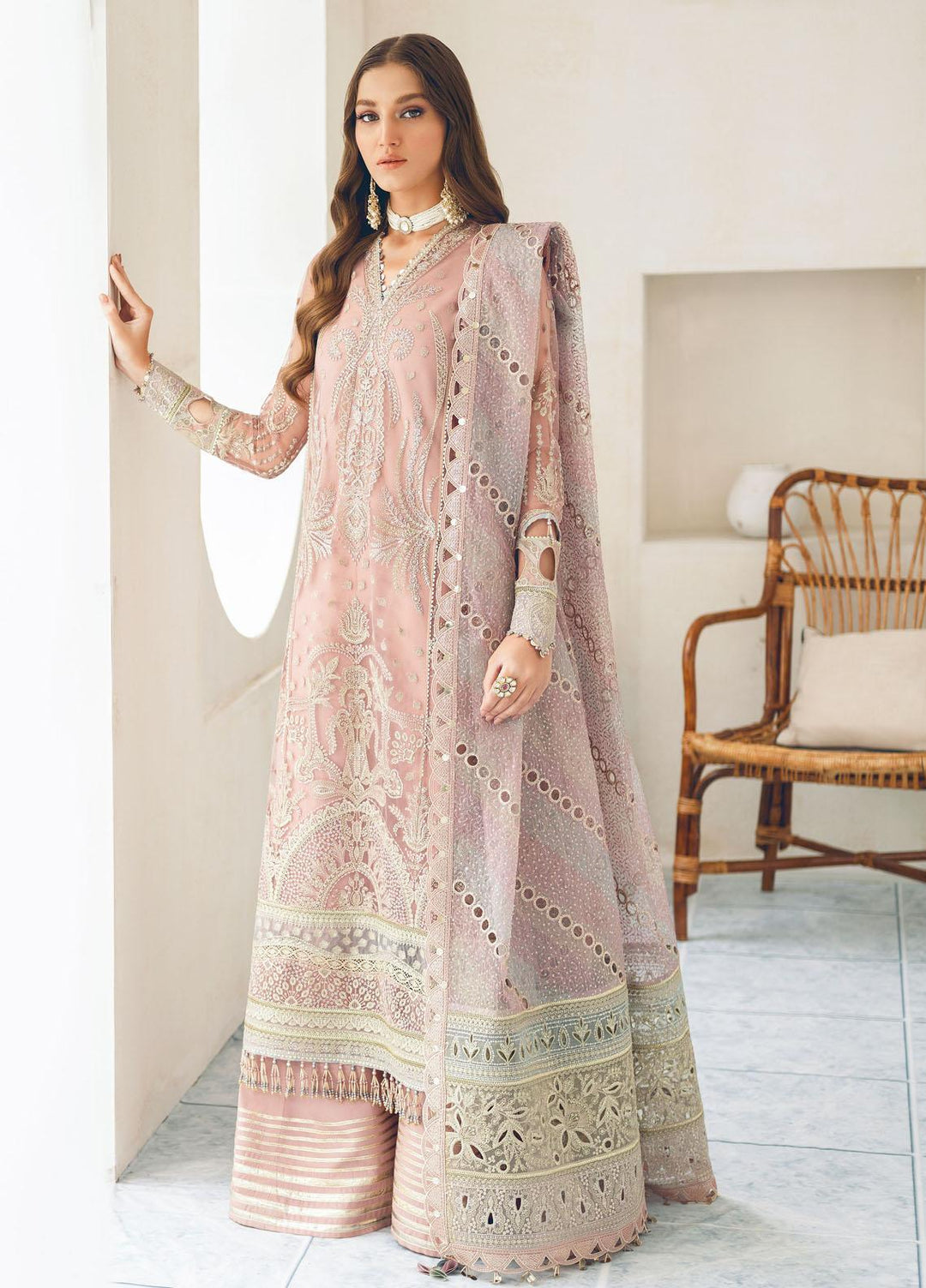Festive Splendour By Jazmin Embroidered Net Suits Unstitched 3 Piece JZ22FS Alvis - Wedding Collection