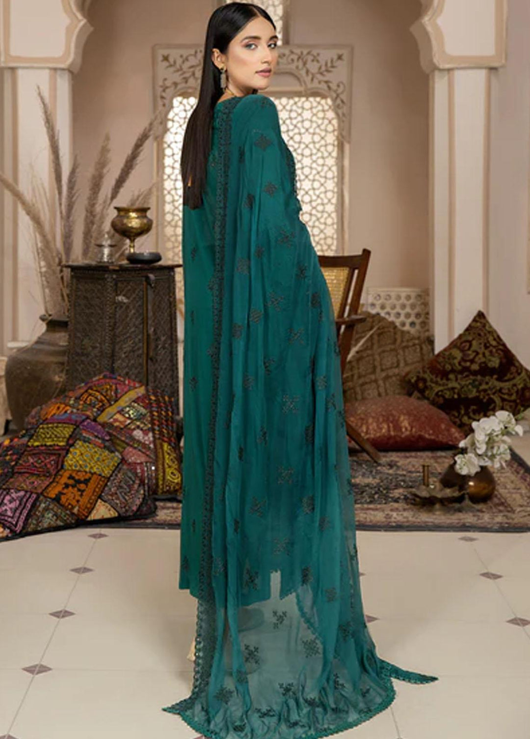 Fiesta By Safwa Embroidered Swiss Voile Suits Unstitched 3 Piece SW23F FEC-01 - Premium Collection