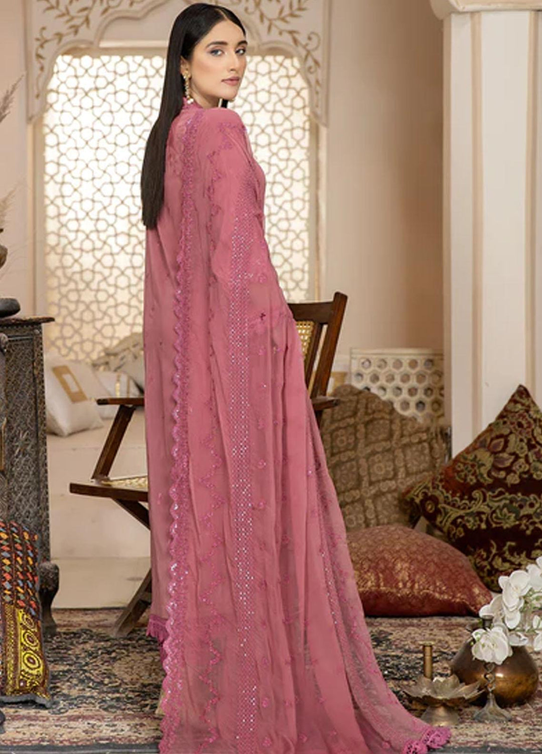 Fiesta By Safwa Embroidered Swiss Voile Suits Unstitched 3 Piece SW23F FEC-03 - Premium Collection