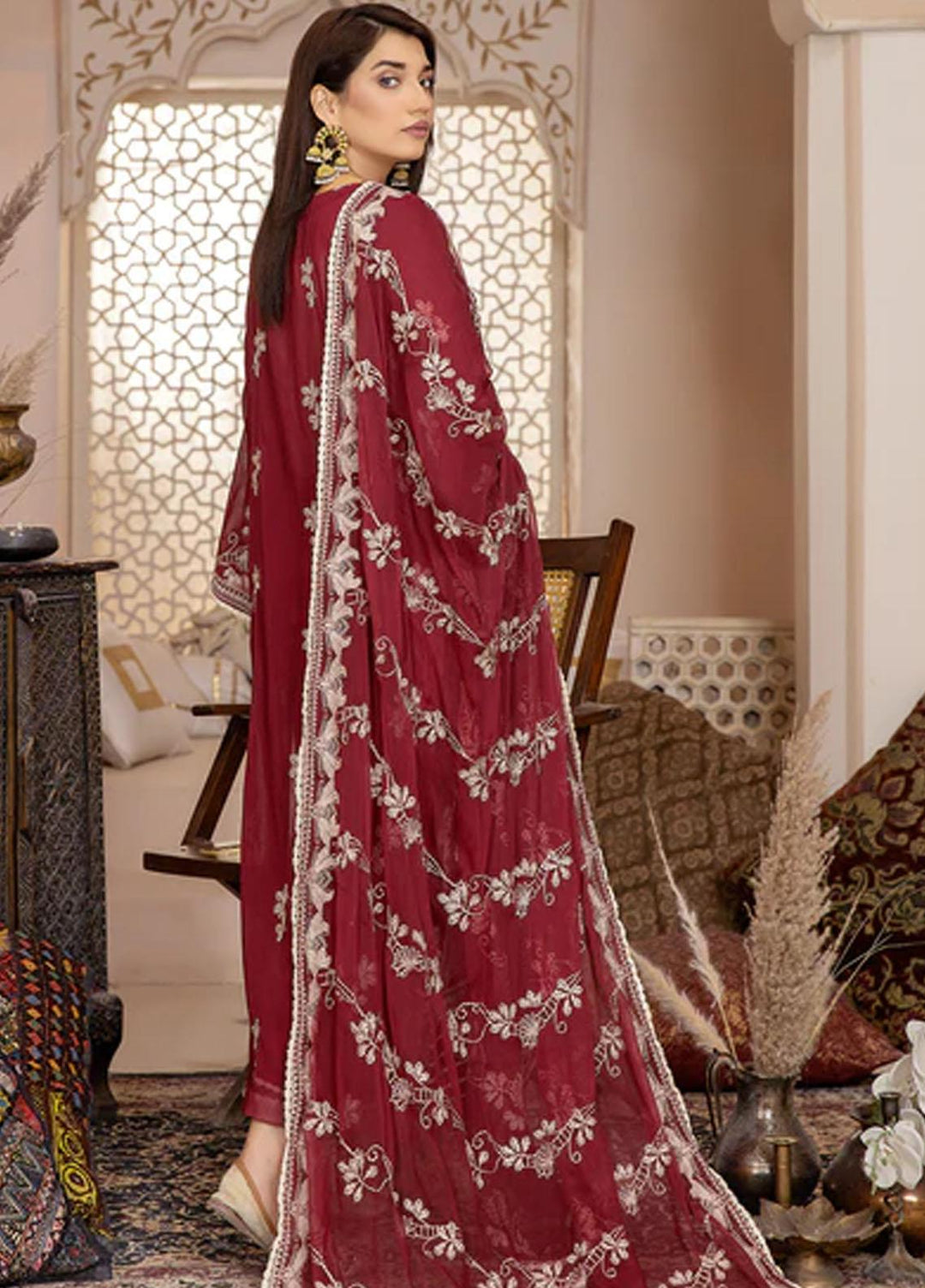 Fiesta By Safwa Embroidered Swiss Voile Suits Unstitched 3 Piece SW23F FEC-05 - Premium Collection