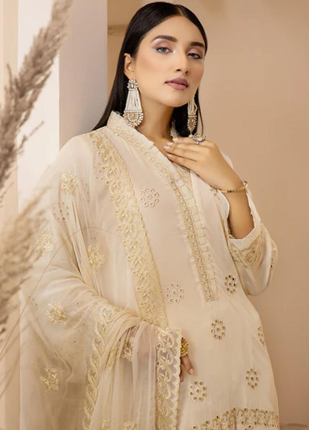Fiesta By Safwa Embroidered Swiss Voile Suits Unstitched 3 Piece SW23F FEC-07 - Premium Collection