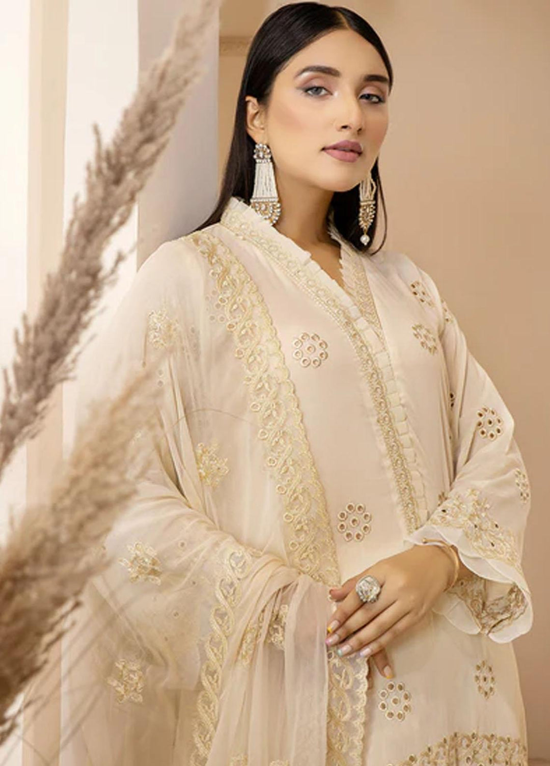 Fiesta By Safwa Embroidered Swiss Voile Suits Unstitched 3 Piece SW23F FEC-07 - Premium Collection