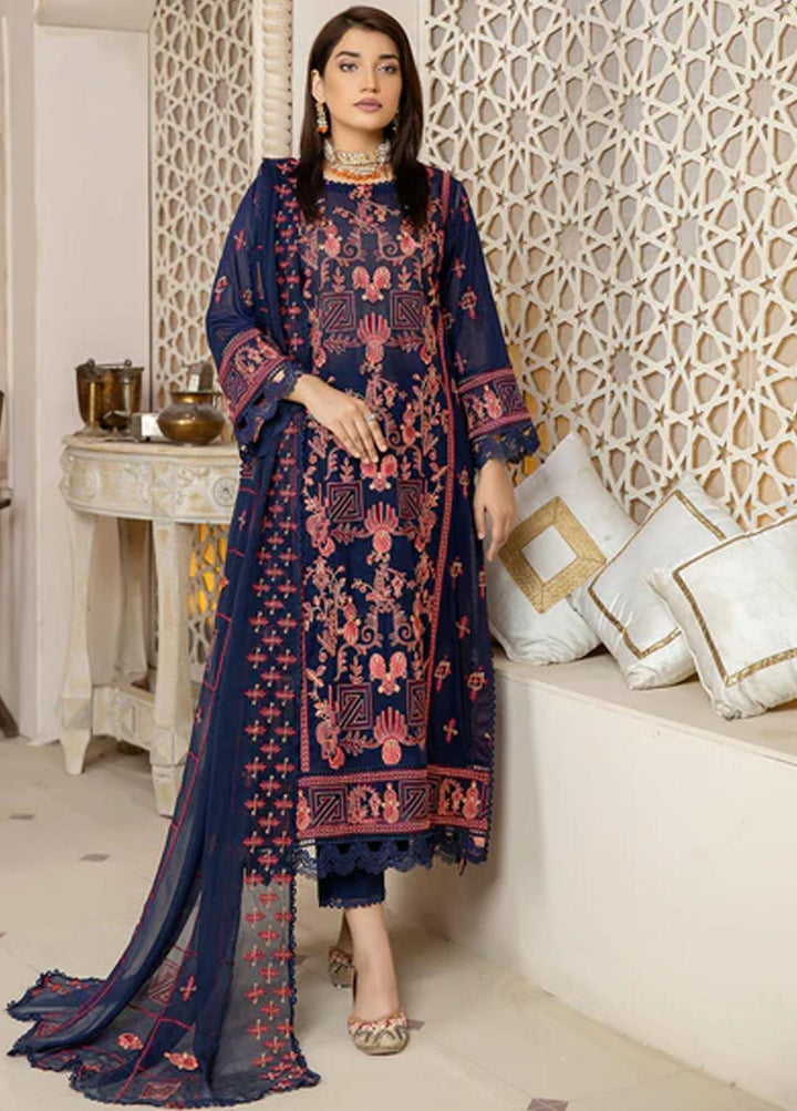 Fiesta By Safwa Embroidered Swiss Voile Suits Unstitched 3 Piece SW23F FEC-08 - Premium Collection