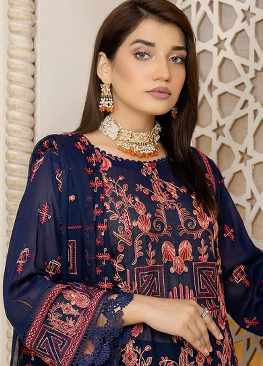 Fiesta By Safwa Embroidered Swiss Voile Suits Unstitched 3 Piece SW23F FEC-08 - Premium Collection