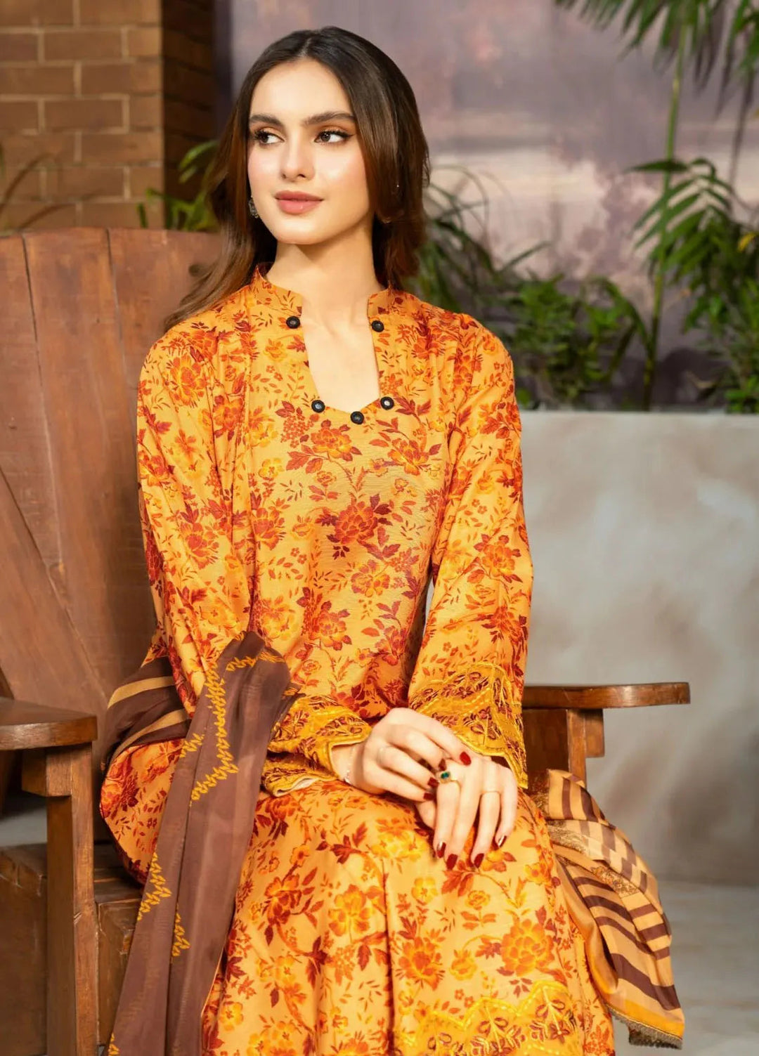 Fiona by Panache Apparel Pret Embroidered Cambric Lawn 3 Piece Suit Citrine