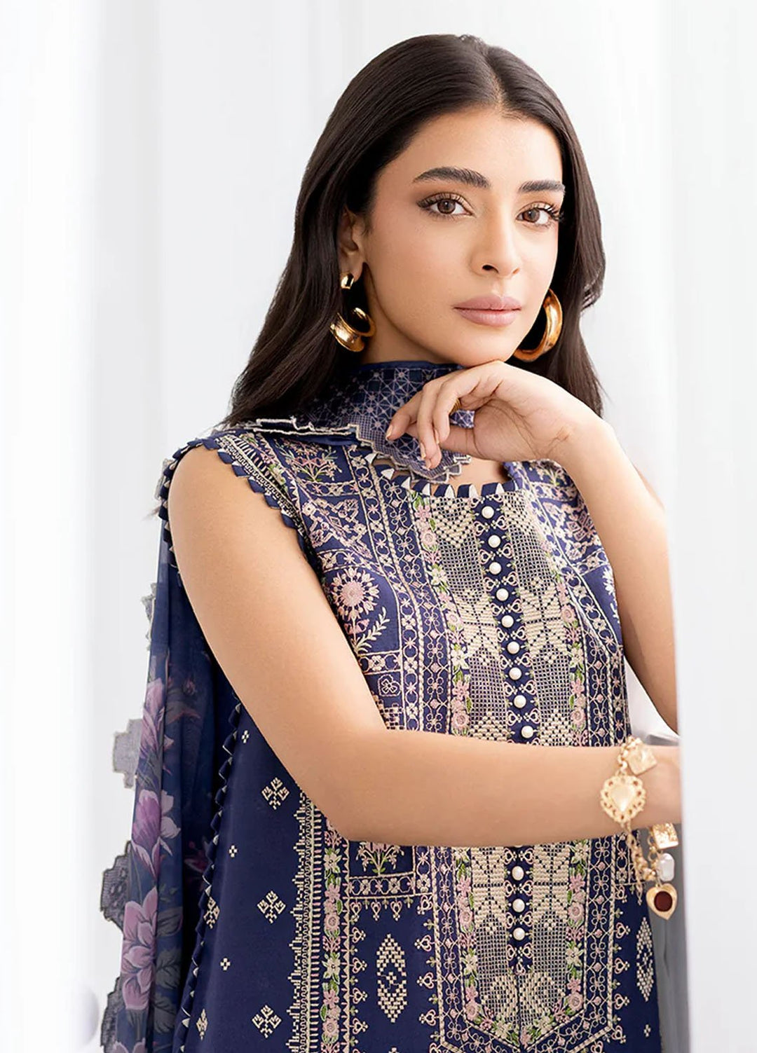 Fiona Embroidered Lawn Suits Unstitched 3 Piece Azura - Summer Collection