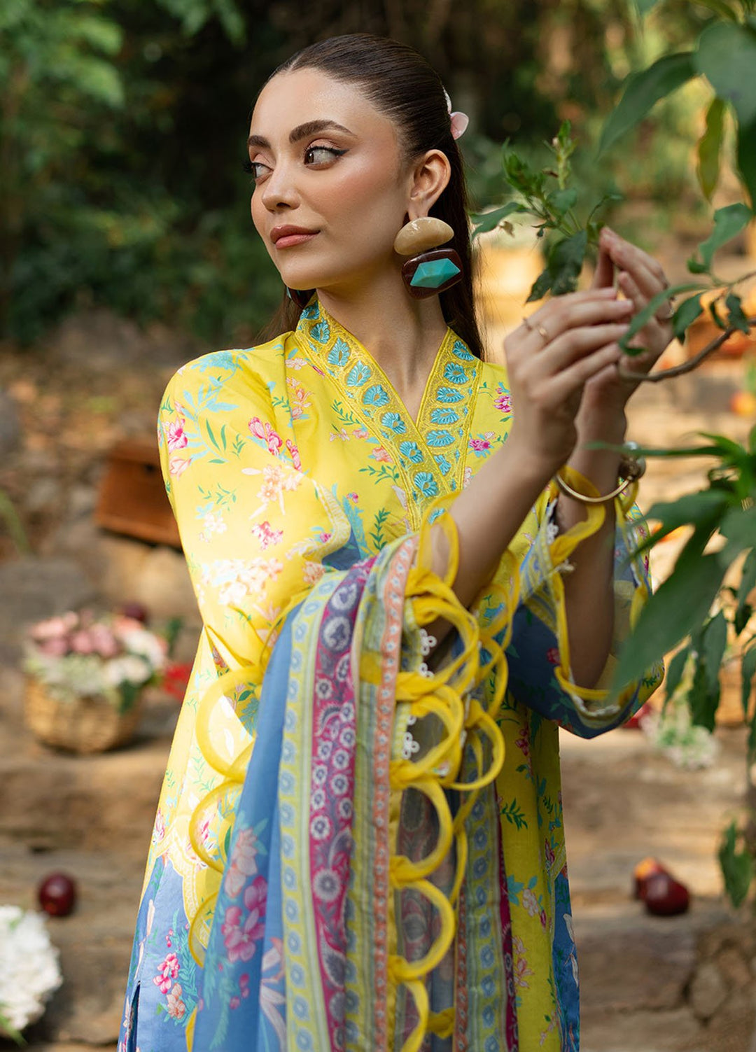 Fiona Embroidered Lawn Suits Unstitched 3 Piece Daffodil - Summer Collection