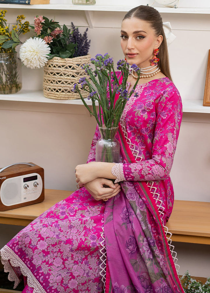 Fiona Embroidered Lawn Suits Unstitched 3 Piece Fuchsia - Summer Collection