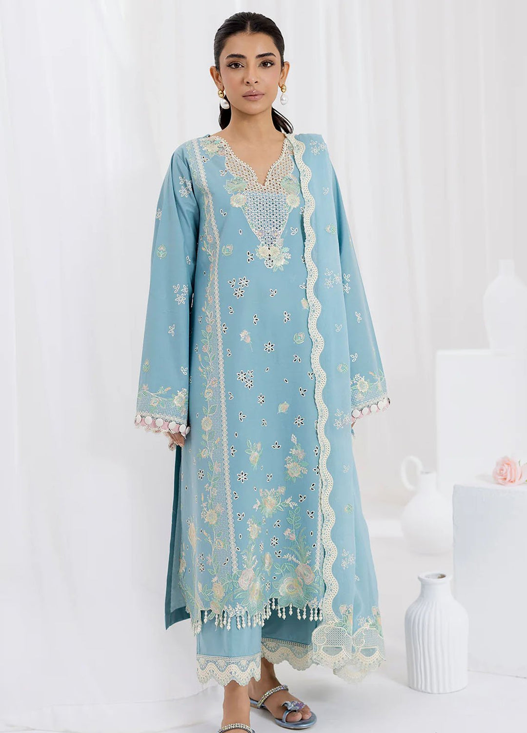 Fiona Embroidered Lawn Suits Unstitched 3 Piece Glacea - Summer Collection