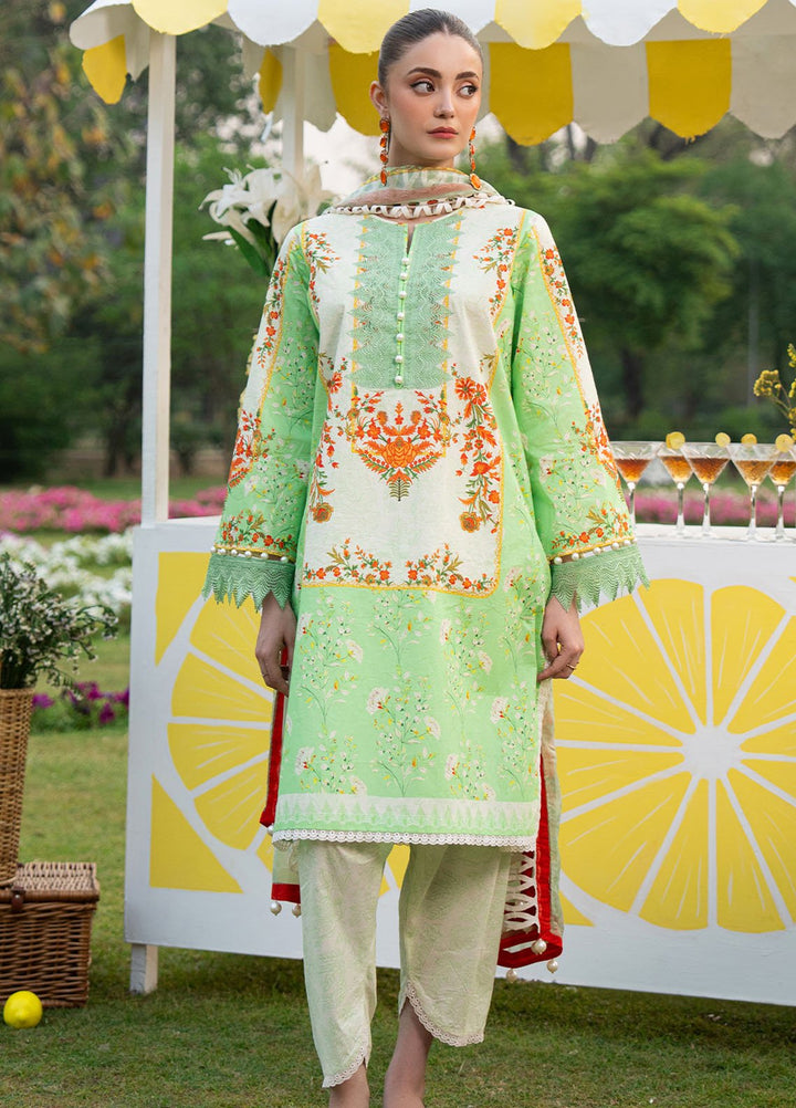 Fiona Embroidered Lawn Suits Unstitched 3 Piece Green Aloe - Summer Collection