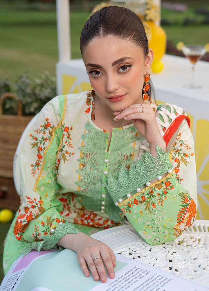 Fiona Embroidered Lawn Suits Unstitched 3 Piece Green Aloe - Summer Collection