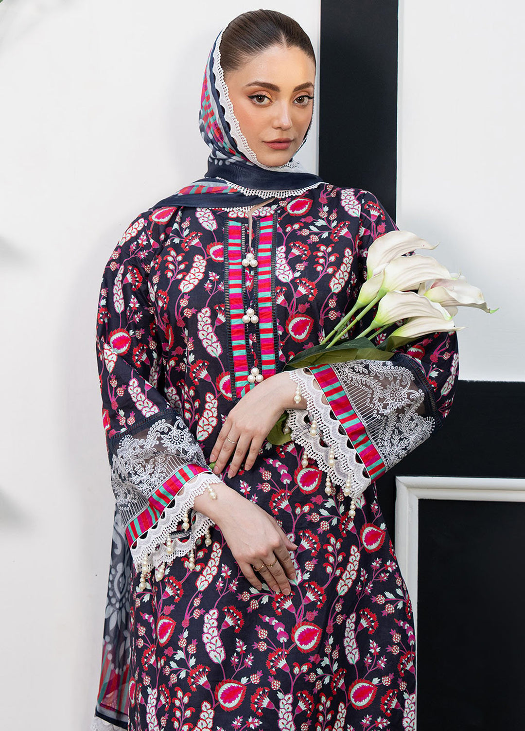 Fiona Embroidered Lawn Suits Unstitched 3 Piece Hydrangea - Summer Collection