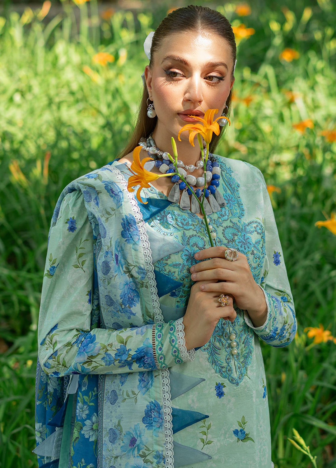 Fiona Embroidered Lawn Suits Unstitched 3 Piece Lotus - Summer Collection