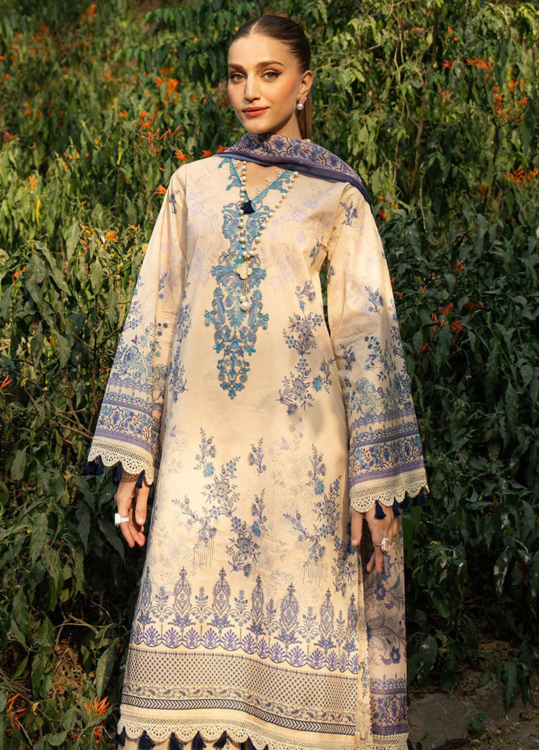Fiona Embroidered Lawn Suits Unstitched 3 Piece Magnolia - Summer Collection