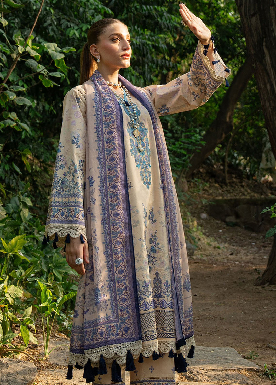 Fiona Embroidered Lawn Suits Unstitched 3 Piece Magnolia - Summer Collection