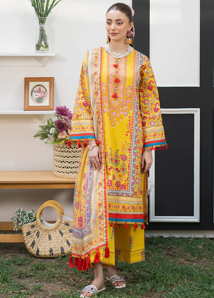Fiona Embroidered Lawn Suits Unstitched 3 Piece Marigold - Summer Collection
