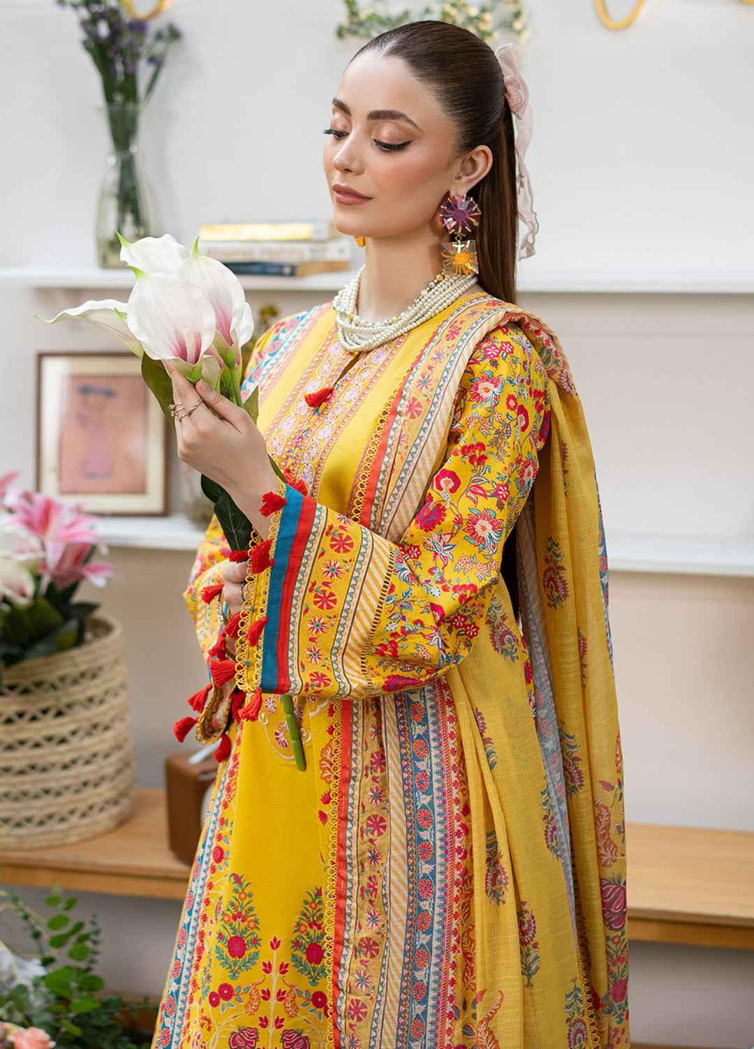 Fiona Embroidered Lawn Suits Unstitched 3 Piece Marigold - Summer Collection