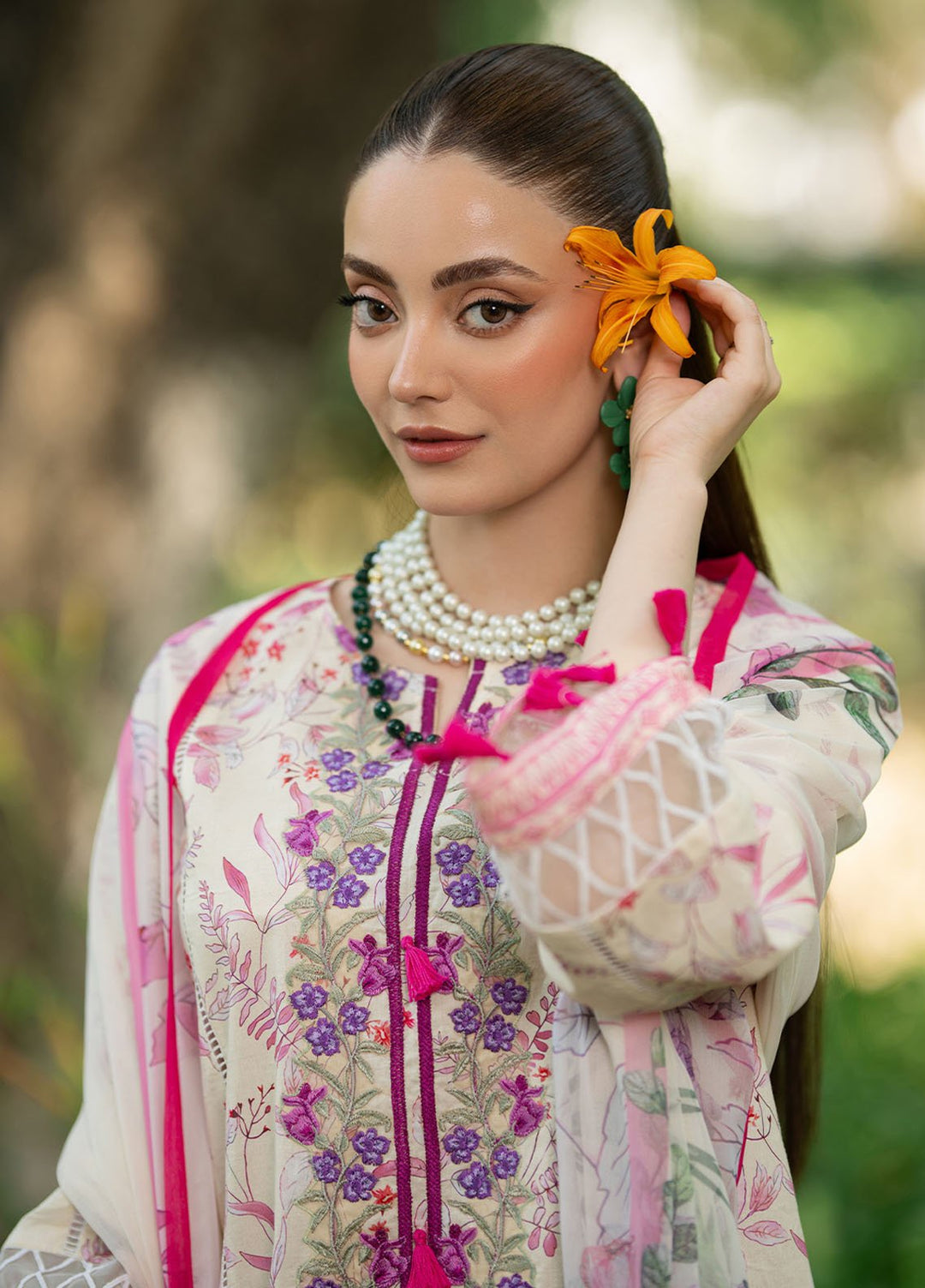 Fiona Embroidered Lawn Suits Unstitched 3 Piece Peony - Summer Collection