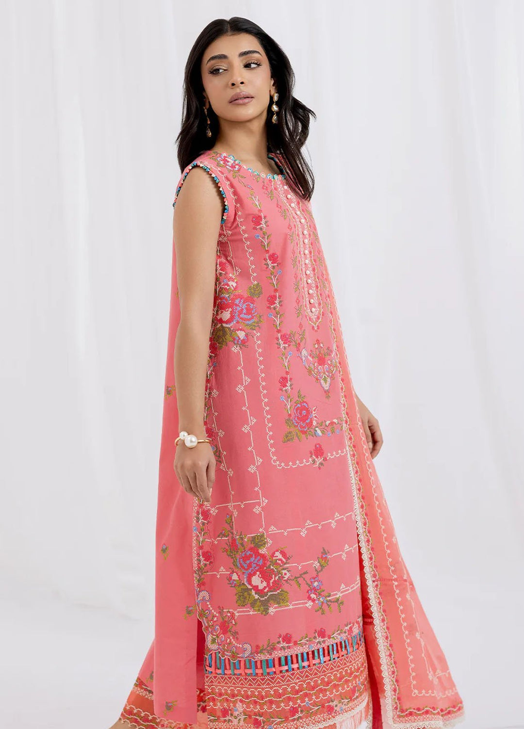 Fiona Embroidered Lawn Suits Unstitched 3 Piece Rosso - Summer Collection