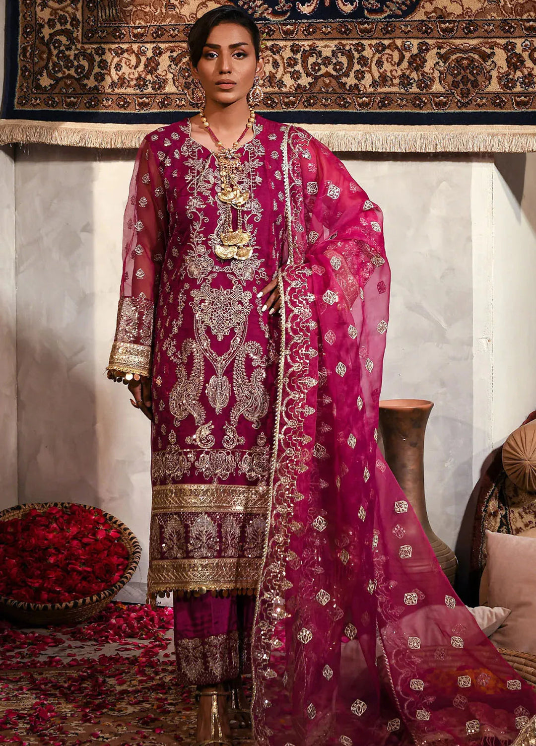 Fiona Embroidered Organza Suits Unstitched 4 Piece Bonsai - Formals Collection