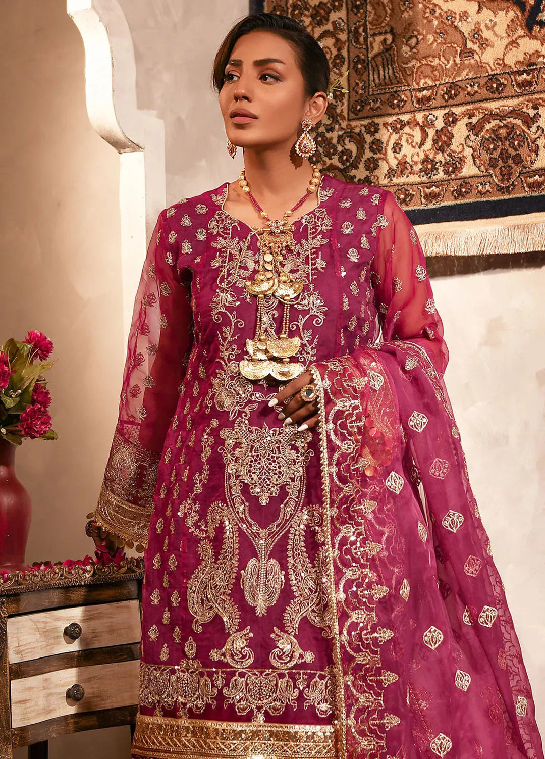 Fiona Embroidered Organza Suits Unstitched 4 Piece Bonsai - Formals Collection