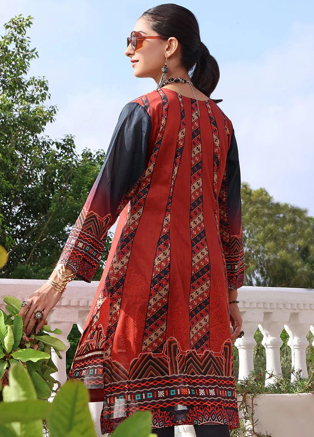 Fiona Pret Casual Lawn Kurti Burgendy Rubellite