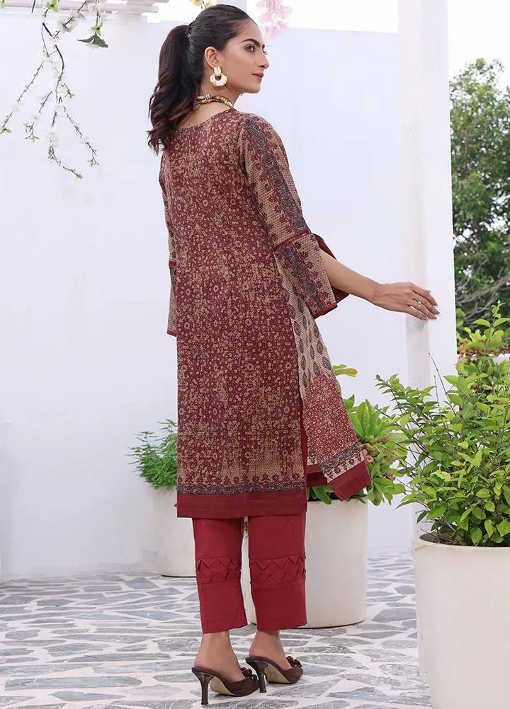 Fiona Pret Casual Lawn Kurti Maroon Primrose