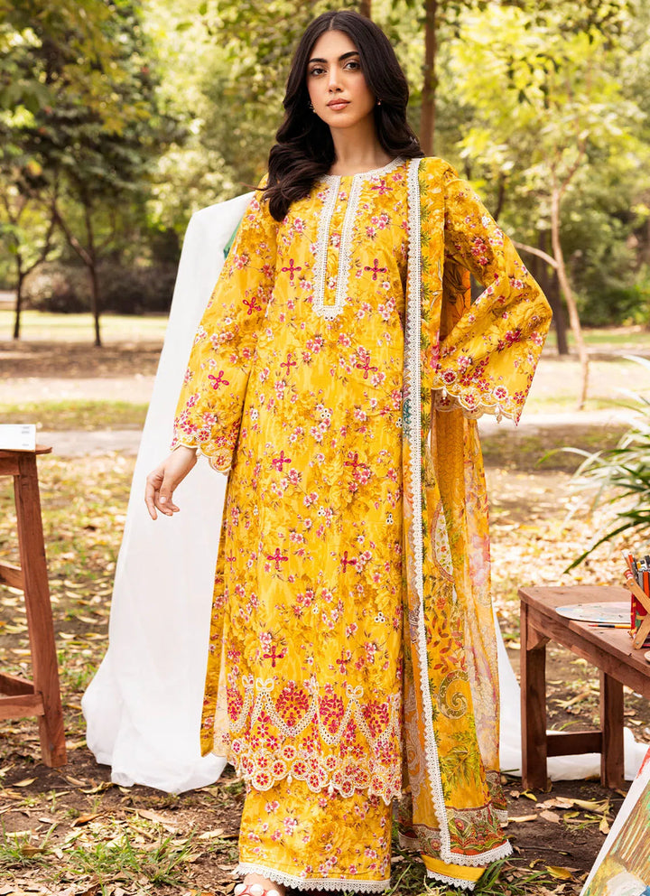 Fiona Pret Chikankari Lawn 3 Piece Suit Girasole