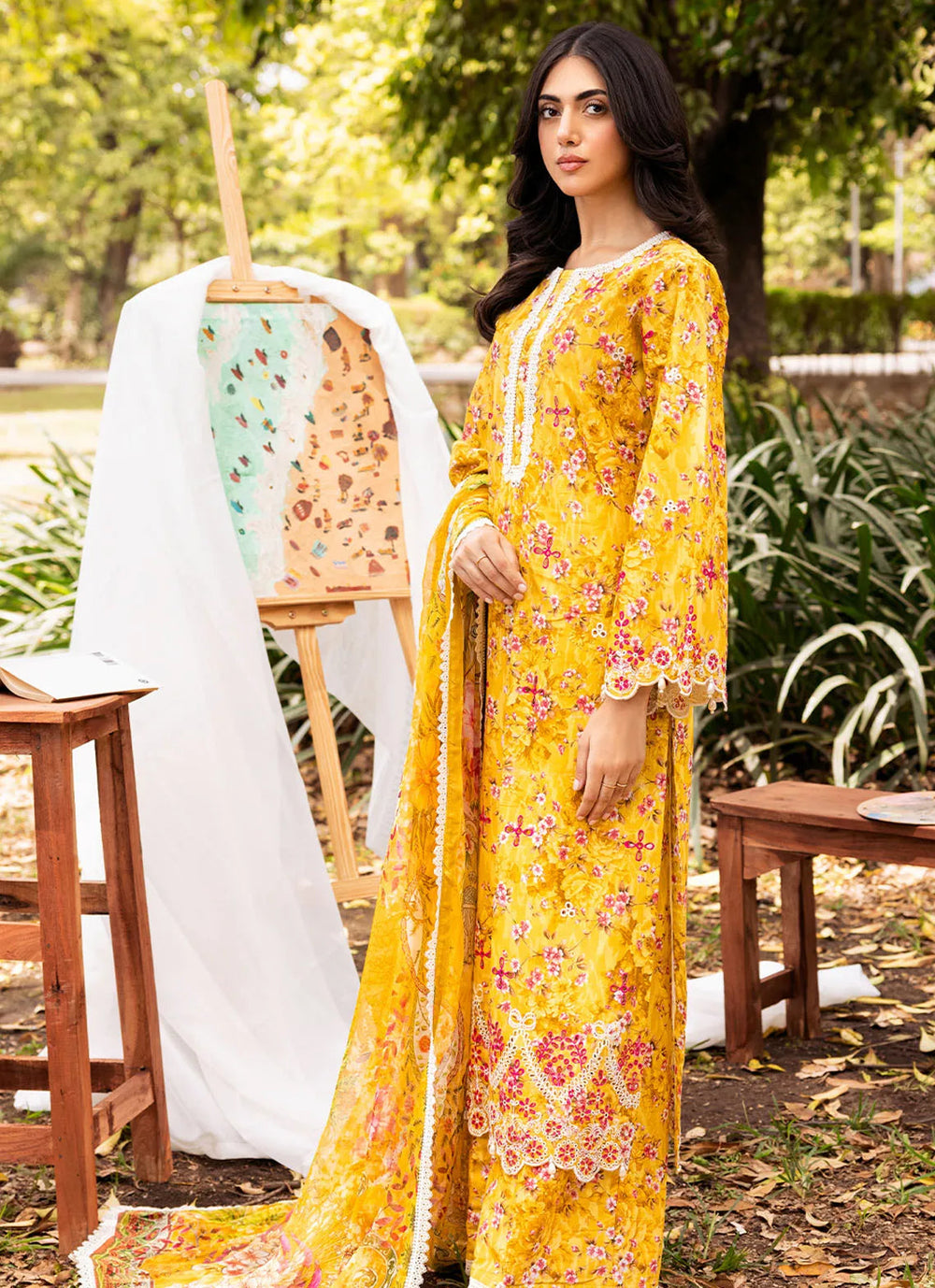 Fiona Pret Chikankari Lawn 3 Piece Suit Girasole