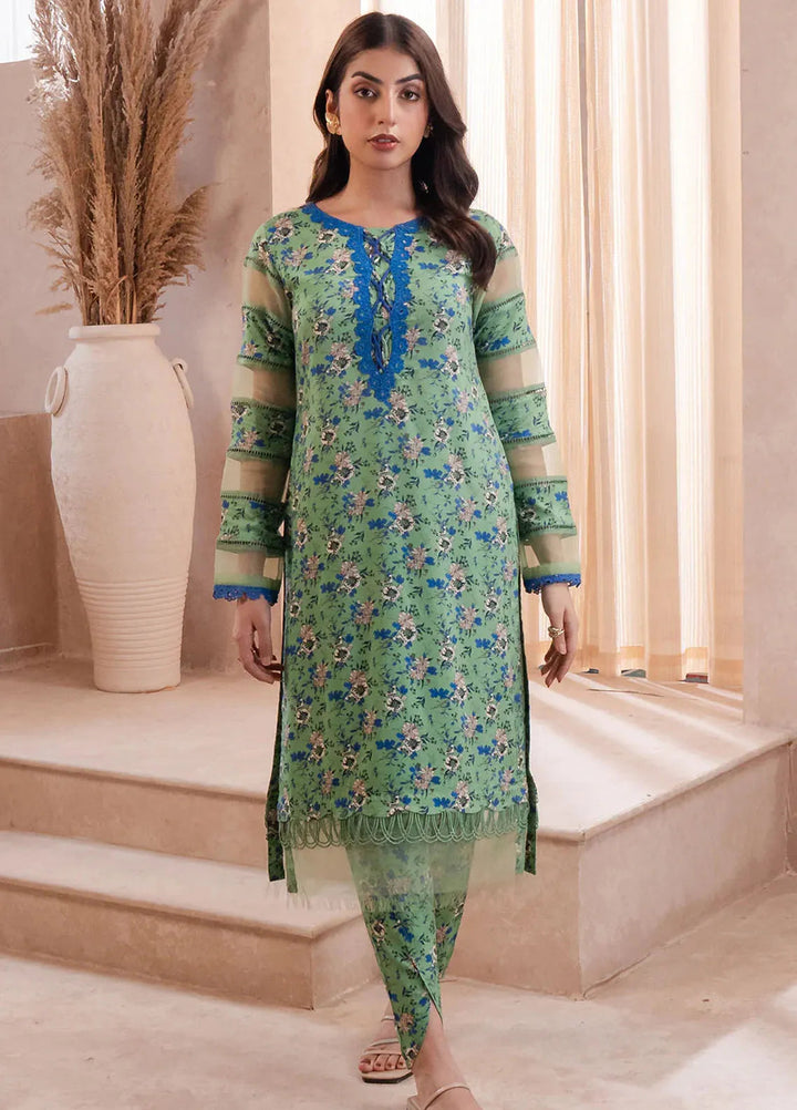 Fiore By Meerak Printed Linen Suit Unstitched 2 Piece MRK24FL Jade - Fall Collection