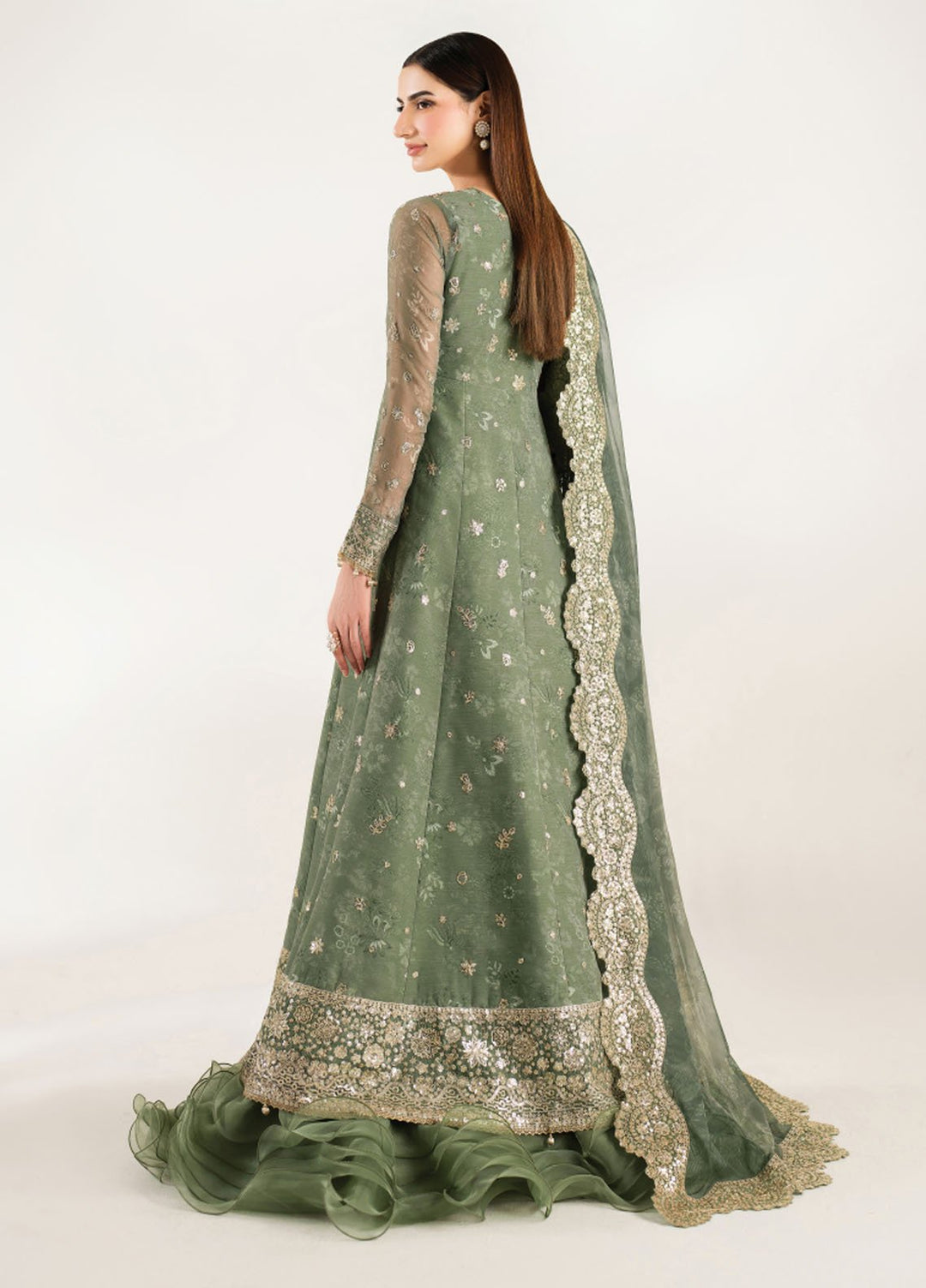 Fiorella by Farasha Embroidered Chiffon Suits Unstitched 3 Piece FSH25FF D-06 Olive Aura - Formals Collection