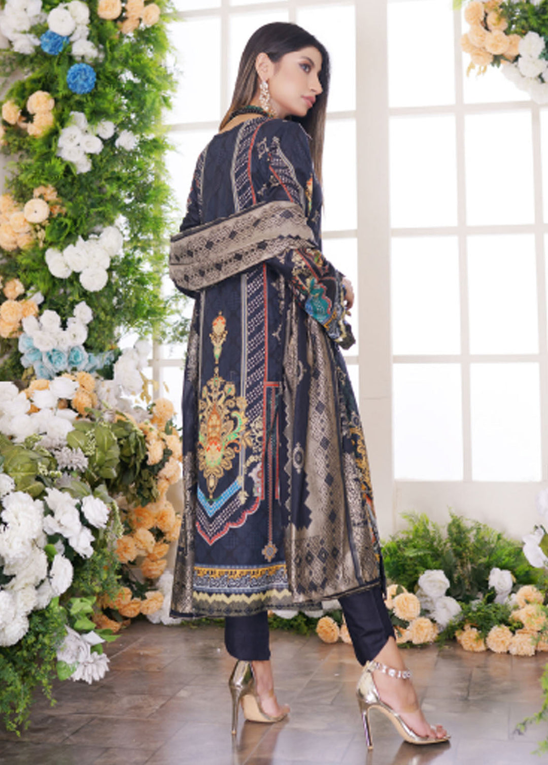 Firdous Fashion Printed Lawn Suits Unstitched 3 Piece FF24L F-02 Bleu De Grey - Summer Collection