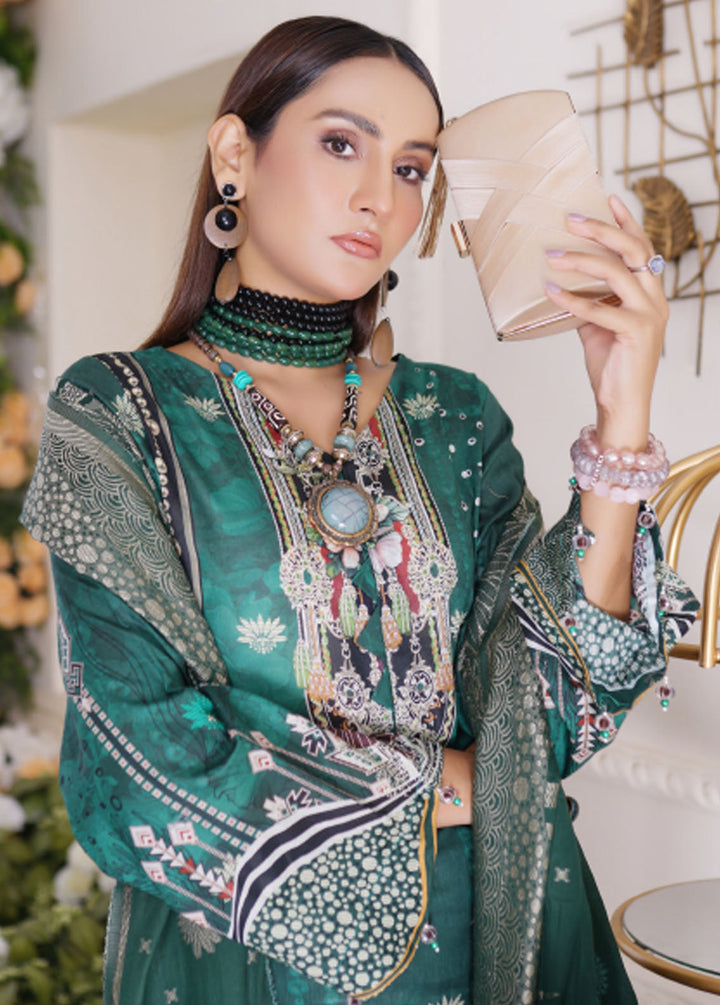 Firdous Fashion Printed Lawn Suits Unstitched 3 Piece FF24L F-03 Jade Green - Summer Collection