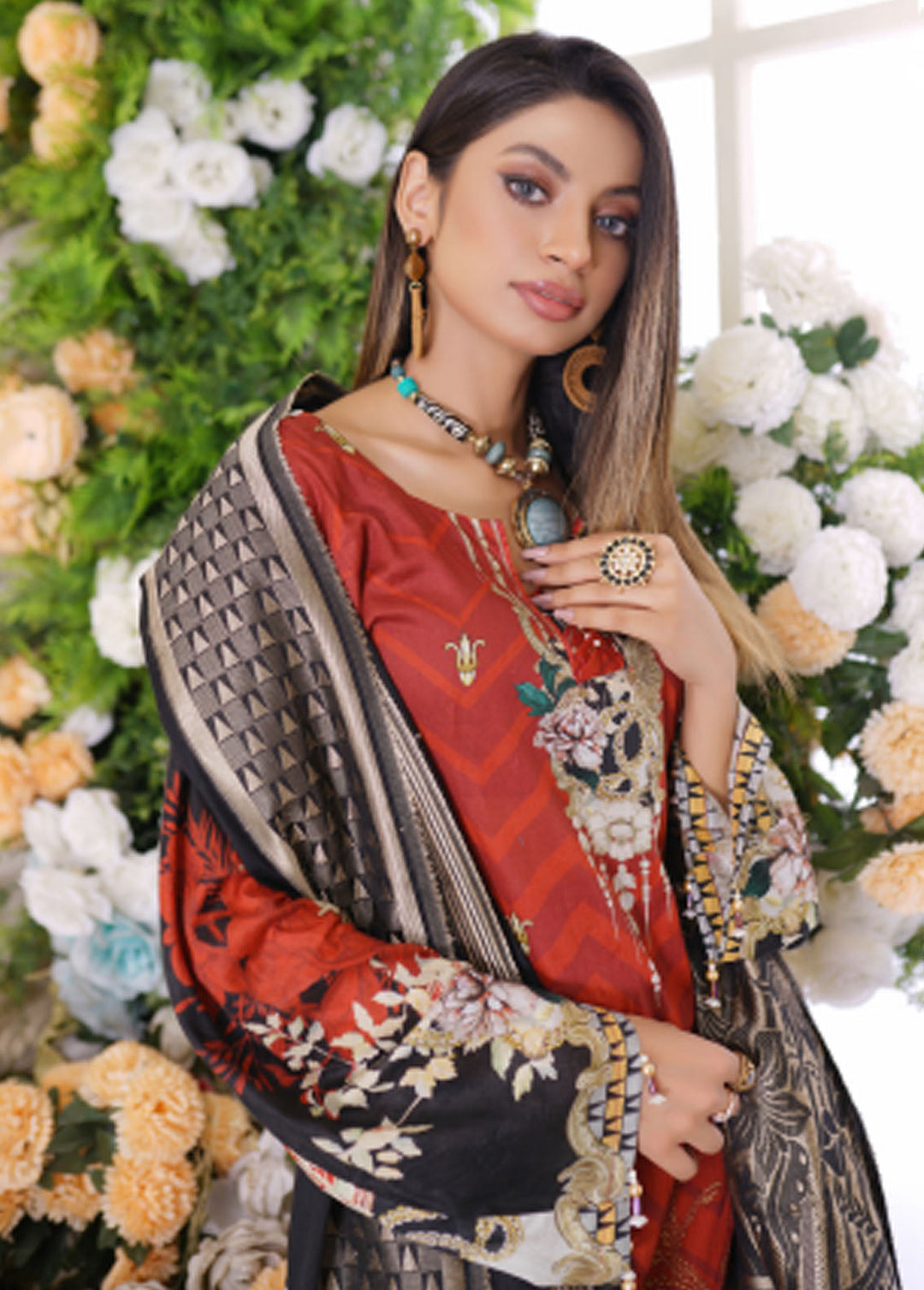 Firdous Fashion Printed Lawn Suits Unstitched 3 Piece FF24L F-04 Amber Finery - Summer Collection