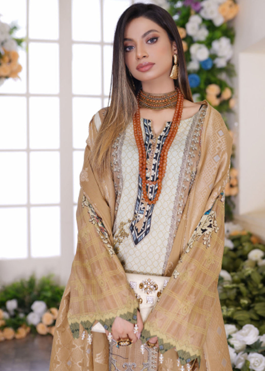 Firdous Fashion Printed Lawn Suits Unstitched 3 Piece FF24L F-05 Pink Sand - Summer Collection