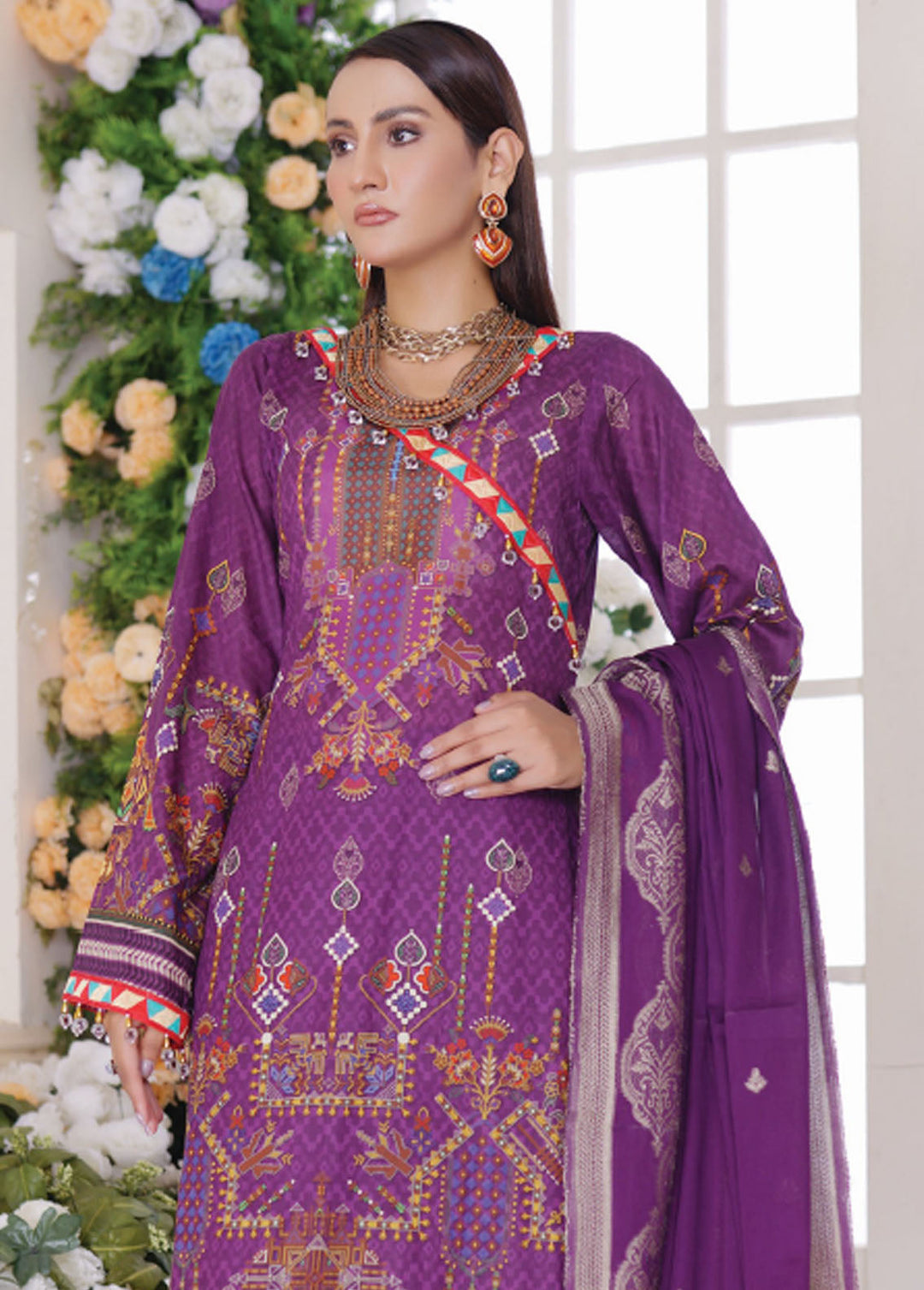 Firdous Fashion Printed Lawn Suits Unstitched 3 Piece FF24L F-08 Plum Rope - Summer Collection