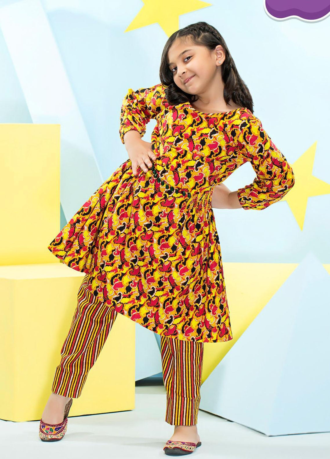 Five Star Classic Kids Cotton Printed Cambric Suits Unstitched 2 Piece FS21CK 703-A - Winter Collection