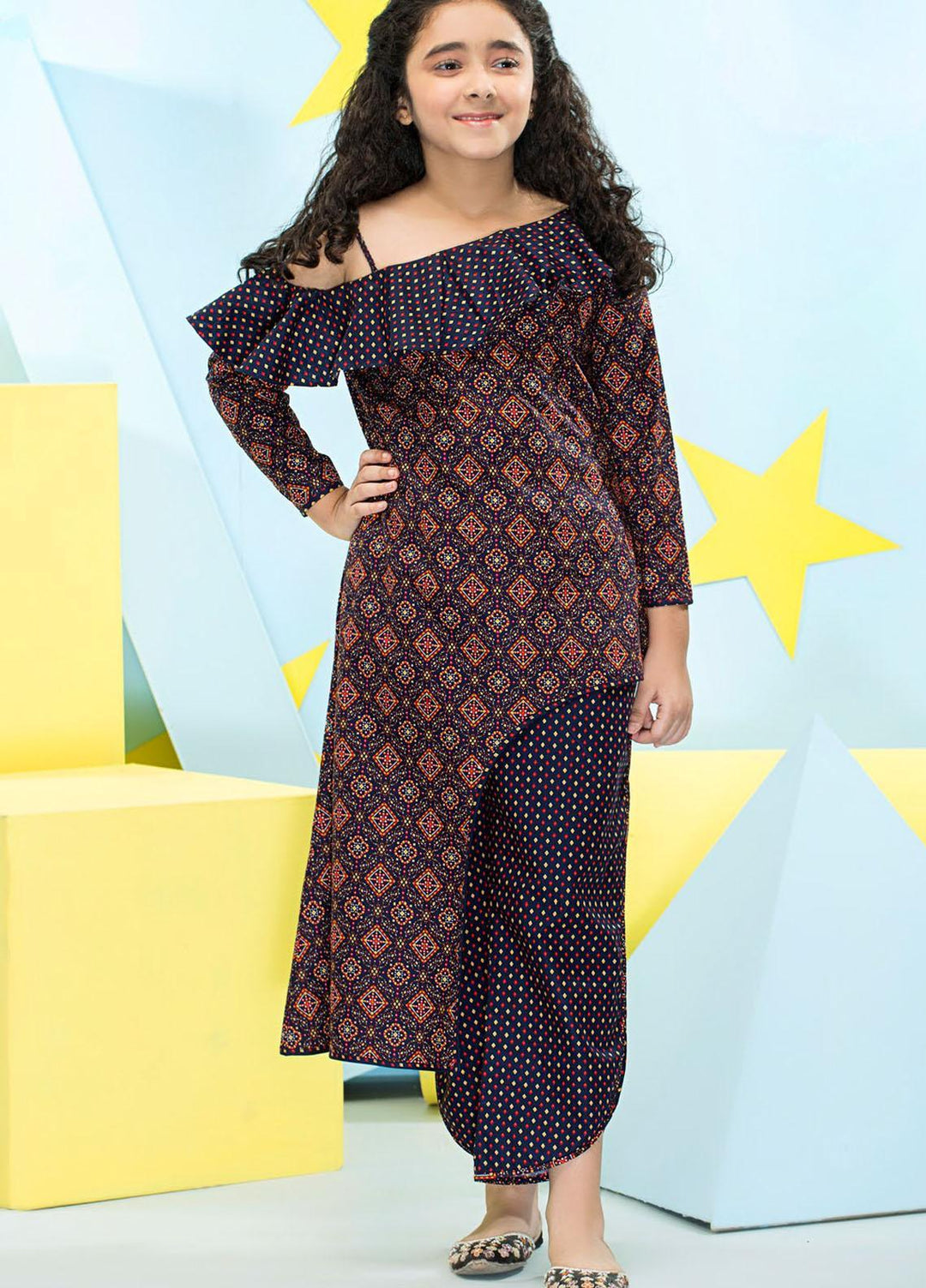 Five Star Classic Kids Cotton Printed Cambric Suits Unstitched 2 Piece FS21CK 711-B - Winter Collection