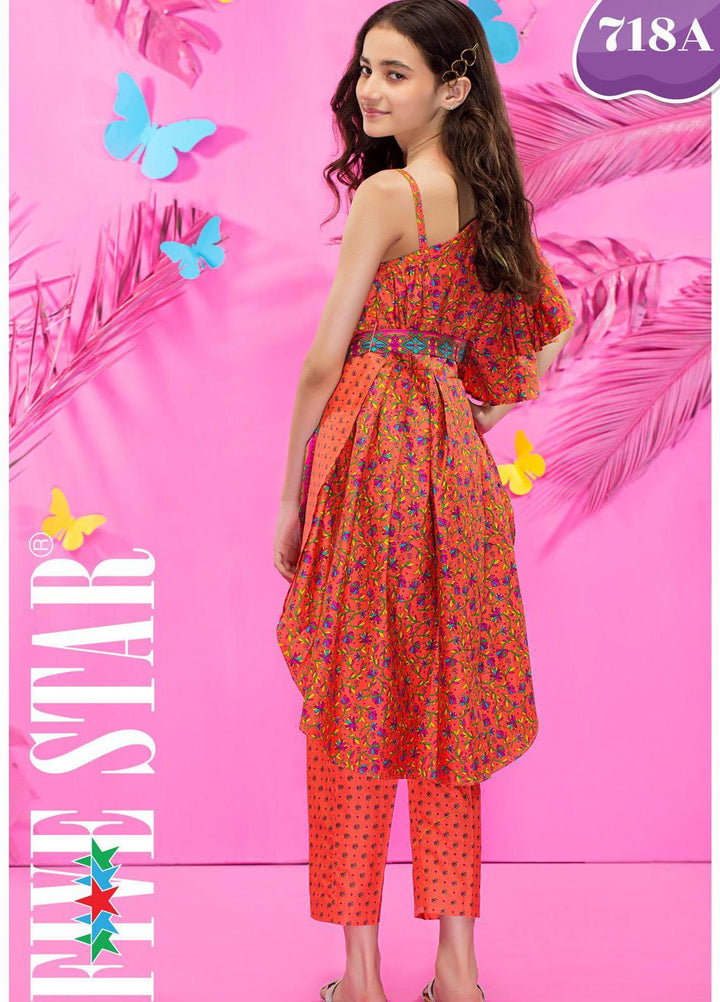 Five Star Classic Kids Cotton Printed Cambric Suits Unstitched 2 Piece FS21CK 718-A - Winter Collection