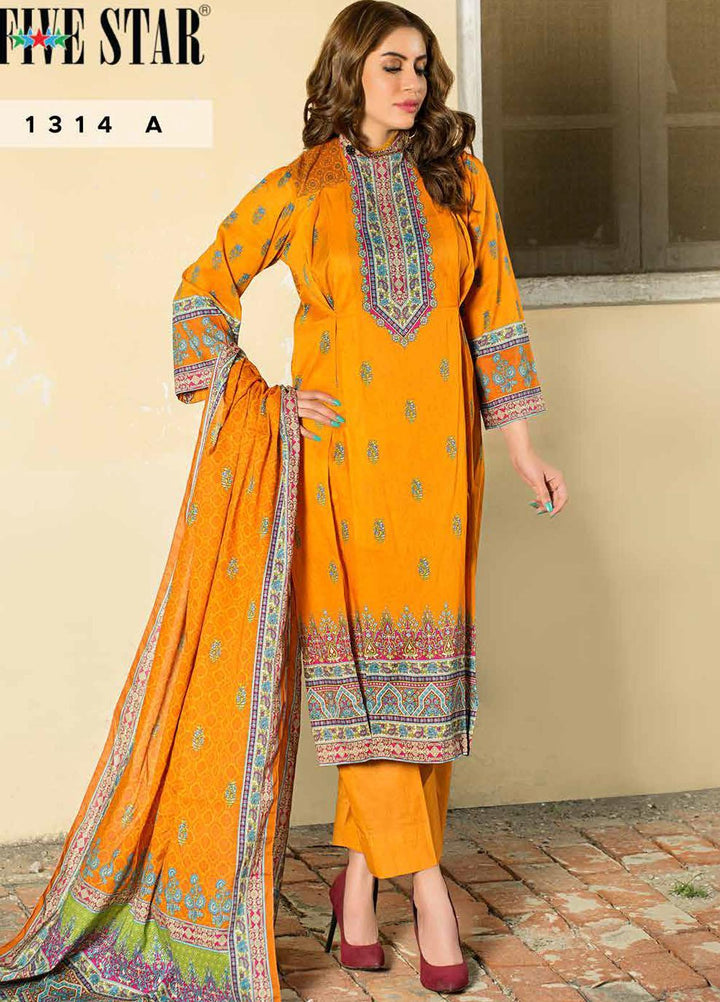 Five Star Printed Lawn Suits Unstitched 3 Piece FS22CL D-1314A - Summer Collection