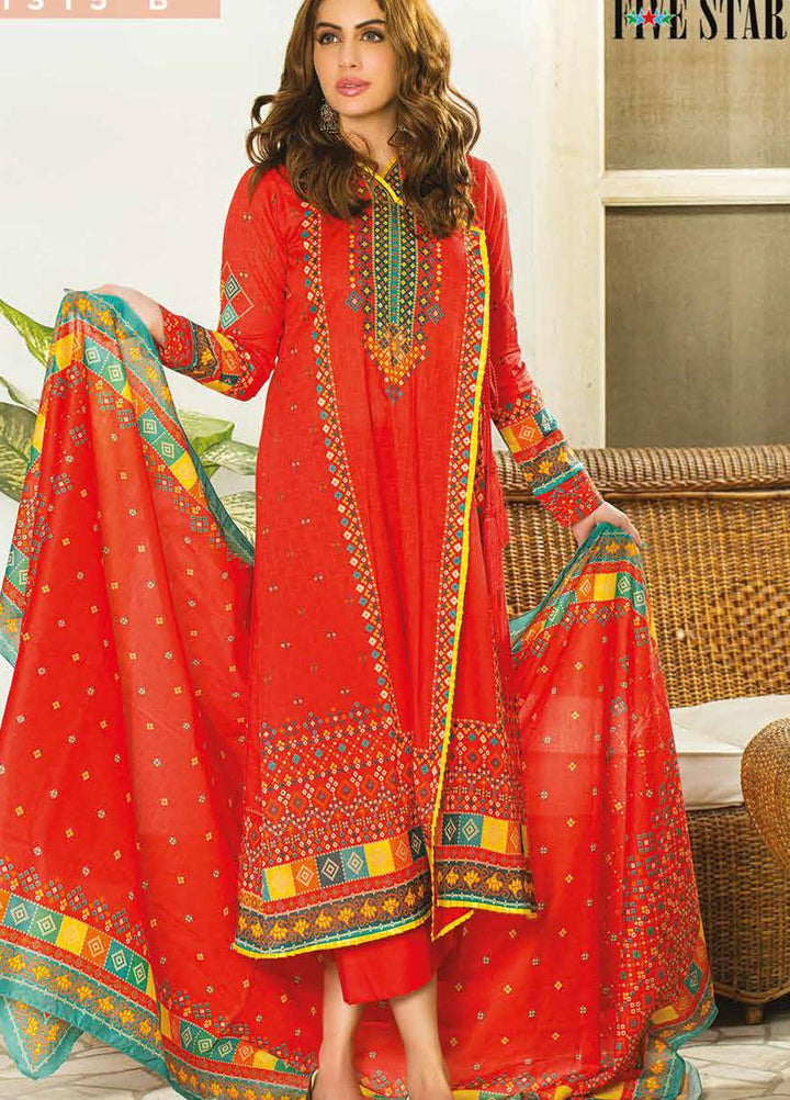 Five Star Printed Lawn Suits Unstitched 3 Piece FS22CL D-1315B - Summer Collection