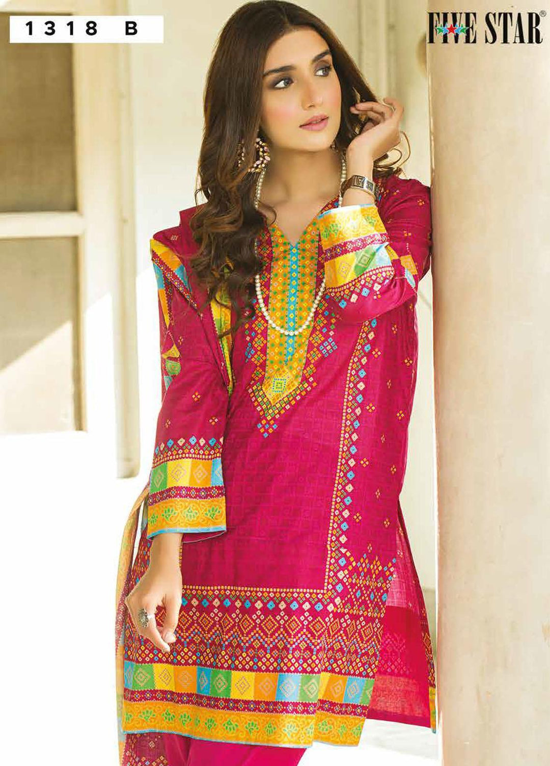 Five Star Printed Lawn Suits Unstitched 3 Piece FS22CL D-1318B - Summer Collection