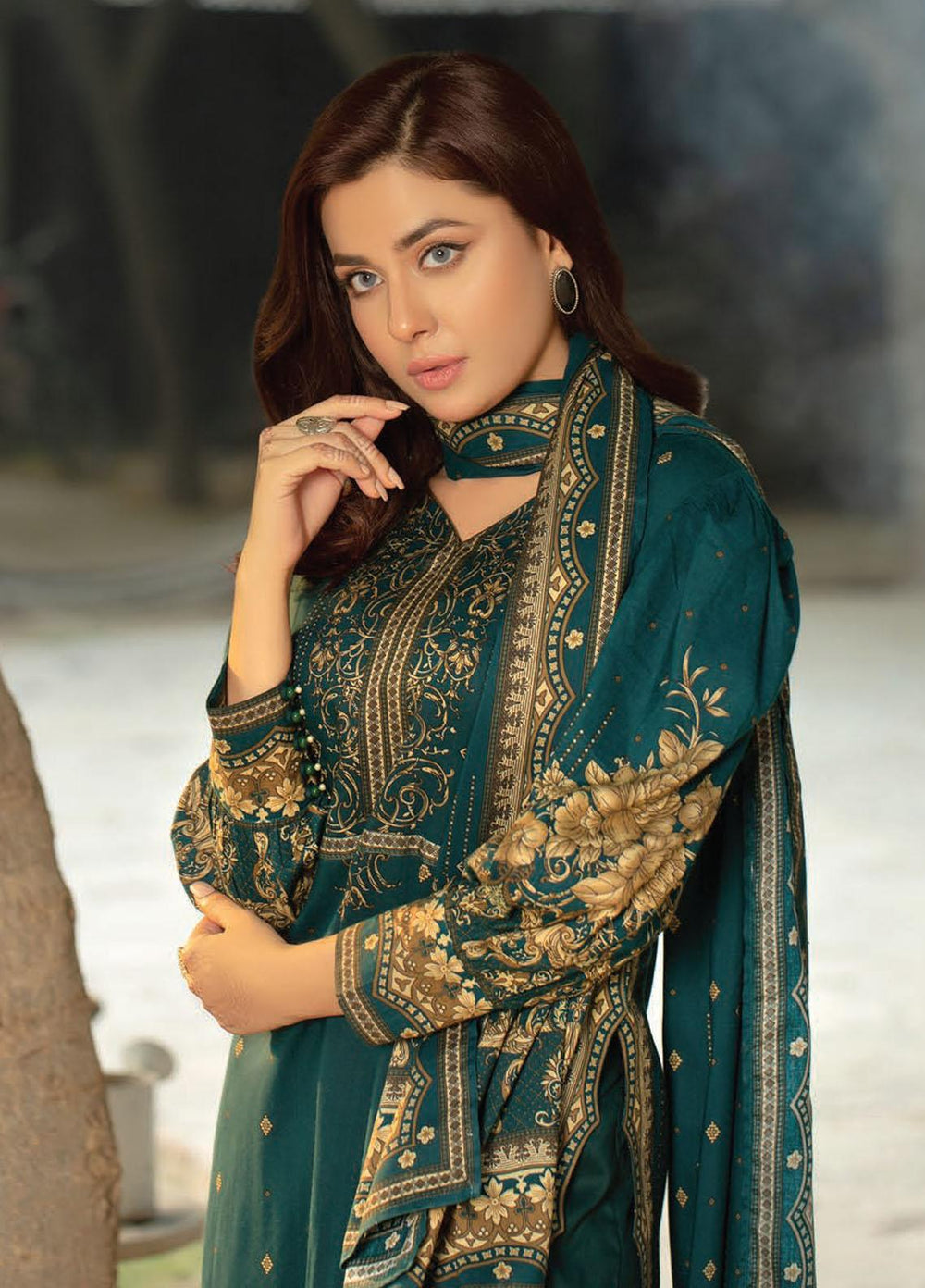 Five Star Printed Linen Suits Unstitched 3 Piece FS21CL D-194B - Winter Collection