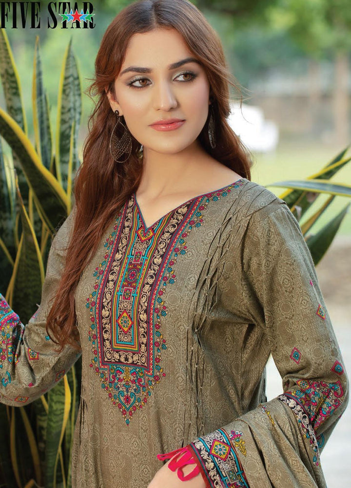 Five Star Printed Linen Suits Unstitched 3 Piece FS21CL D-195A - Winter Collection