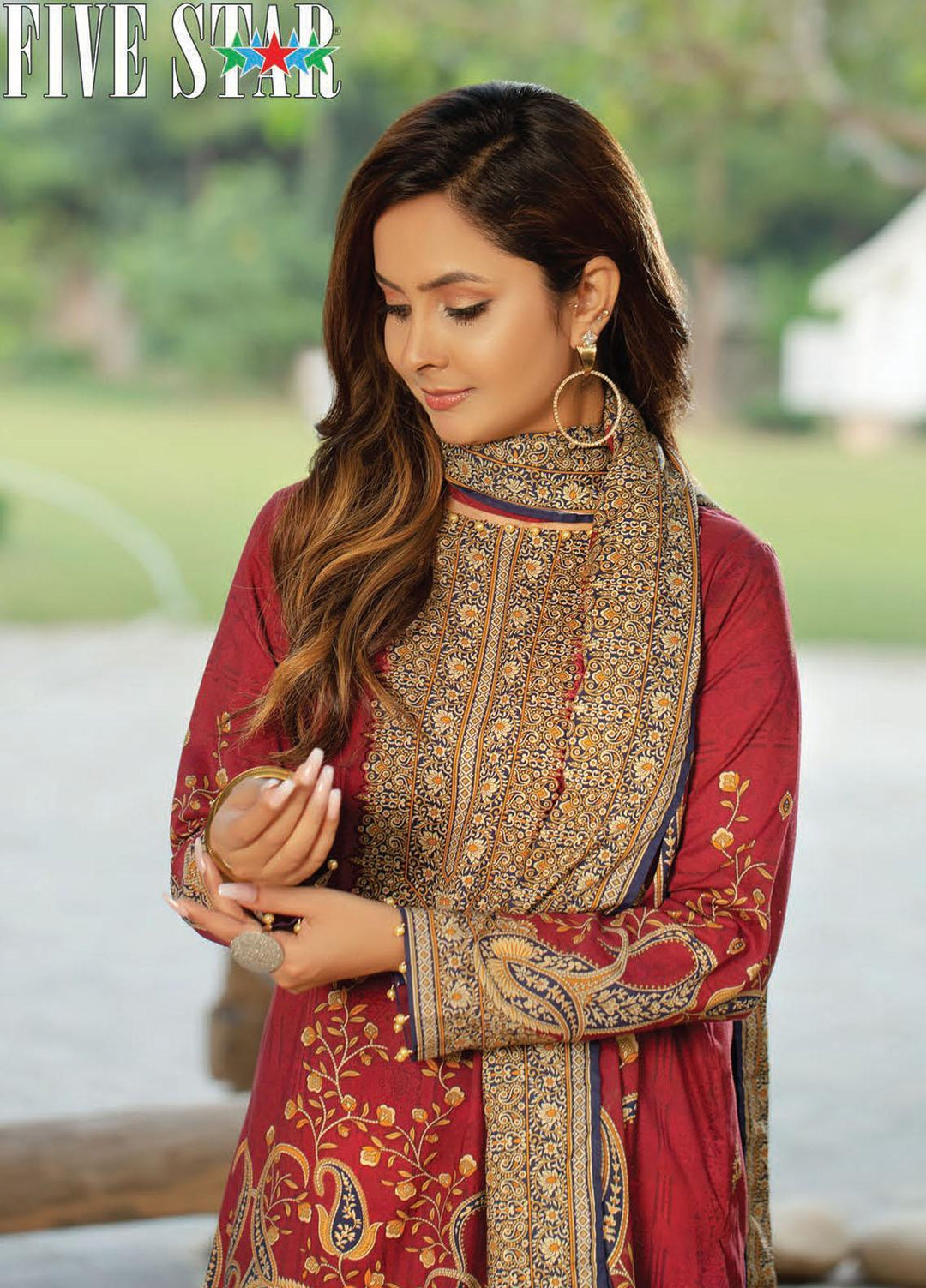 Five Star Printed Linen Suits Unstitched 3 Piece FS21CL D-200B - Winter Collection