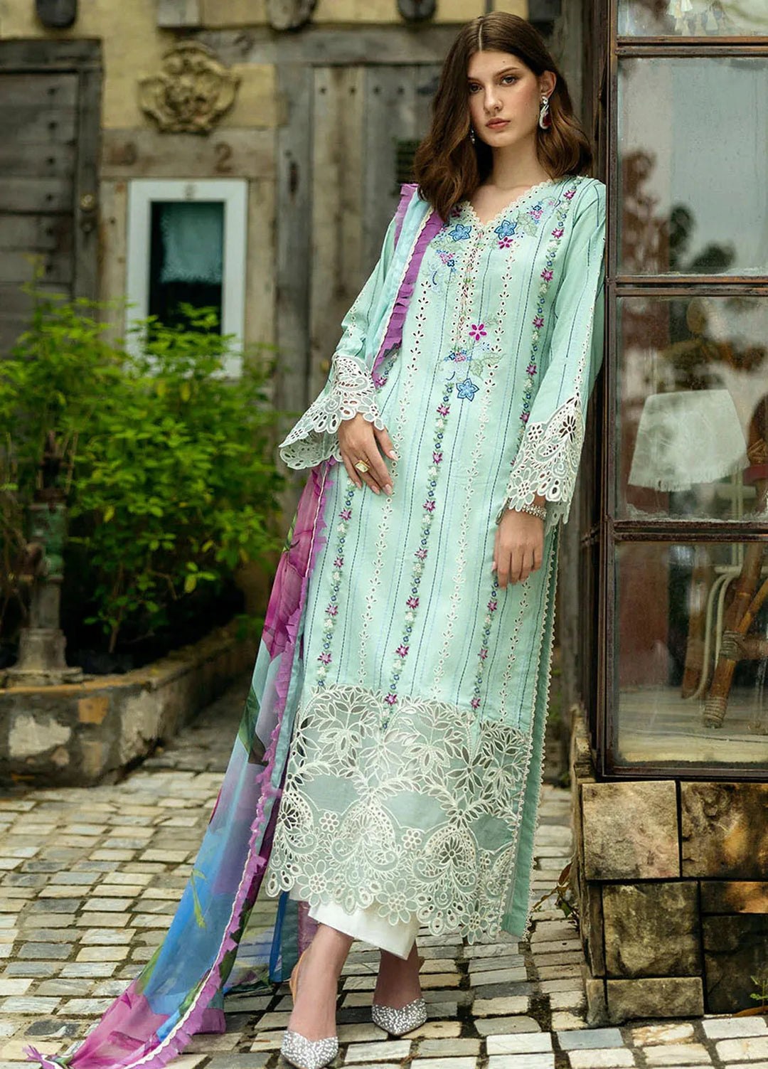 Flanerie by Roheenaz Embroidered Lawn Suit Unstitched 3 Piece RNZ25F Aurinda RNZ-2A - Summer Collection
