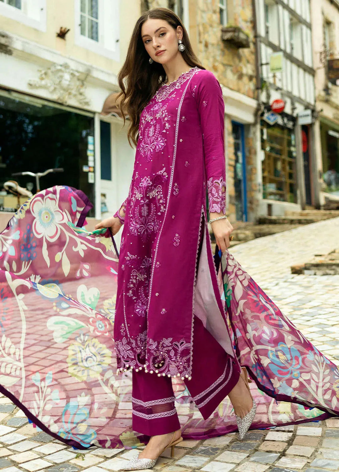 Flanerie by Roheenaz Embroidered Lawn Suit Unstitched 3 Piece RNZ25F Claudia RNZ-6A - Summer Collection