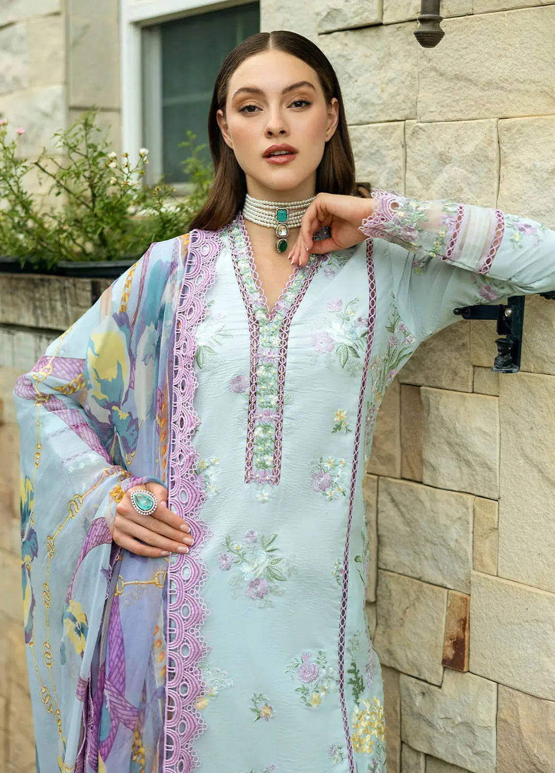Flanerie by Roheenaz Embroidered Lawn Suit Unstitched 3 Piece RNZ25F Emilie RNZ-4B - Summer Collection