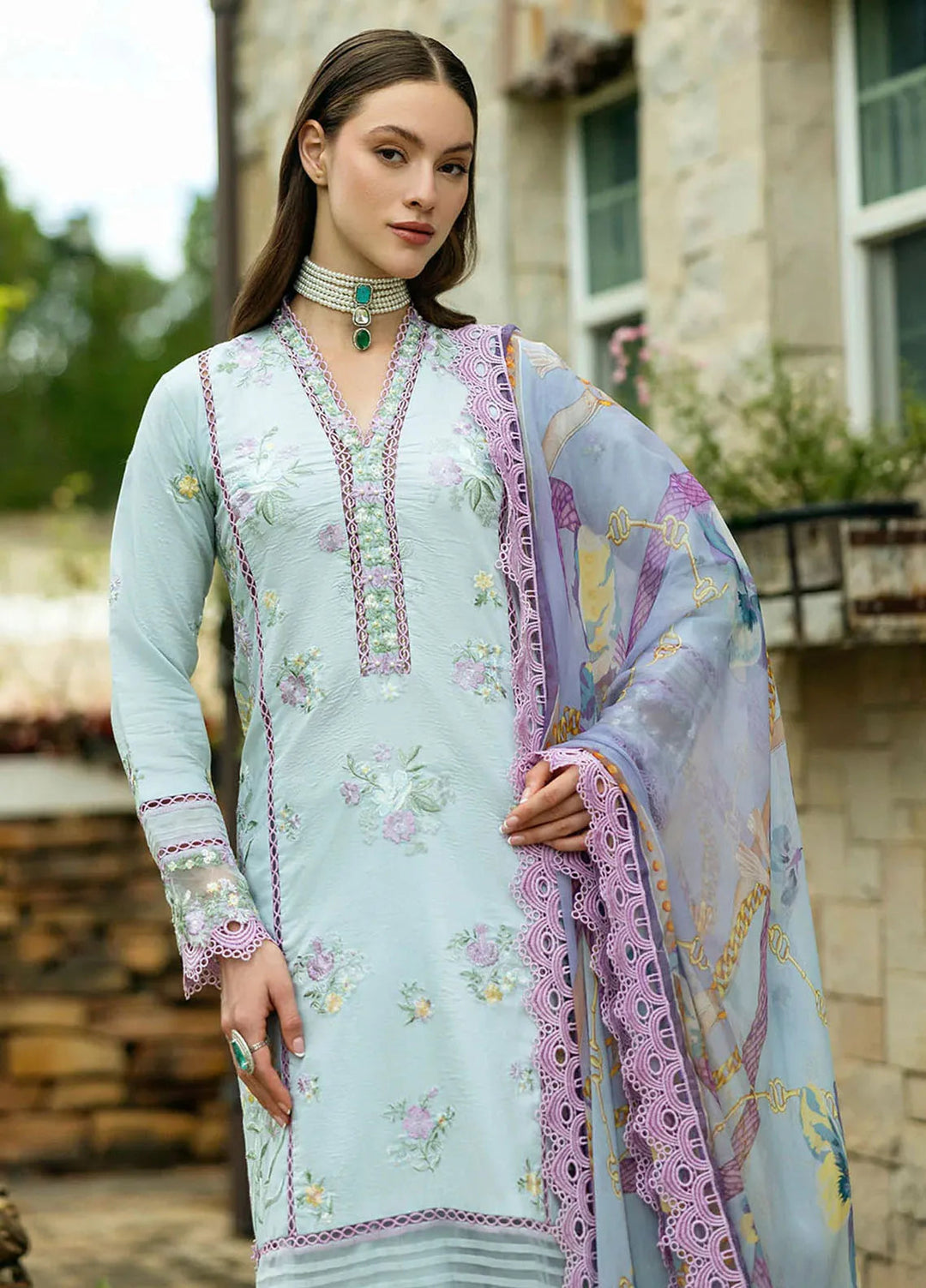 Flanerie by Roheenaz Embroidered Lawn Suit Unstitched 3 Piece RNZ25F Emilie RNZ-4B - Summer Collection